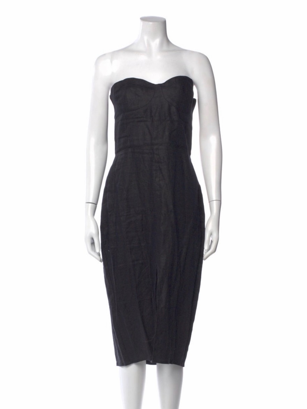 Reformation Strapless Black Midi Dress - Sleek Cocktail Dress